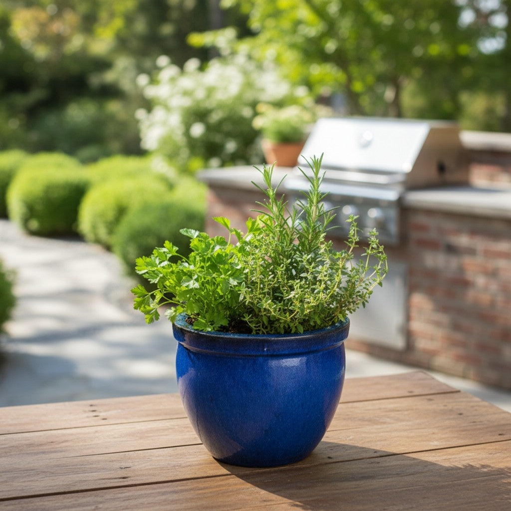 Keramik Pflanzgefäß-Serie "Bavaria Tall" Royal Blau – Wählbare Größen