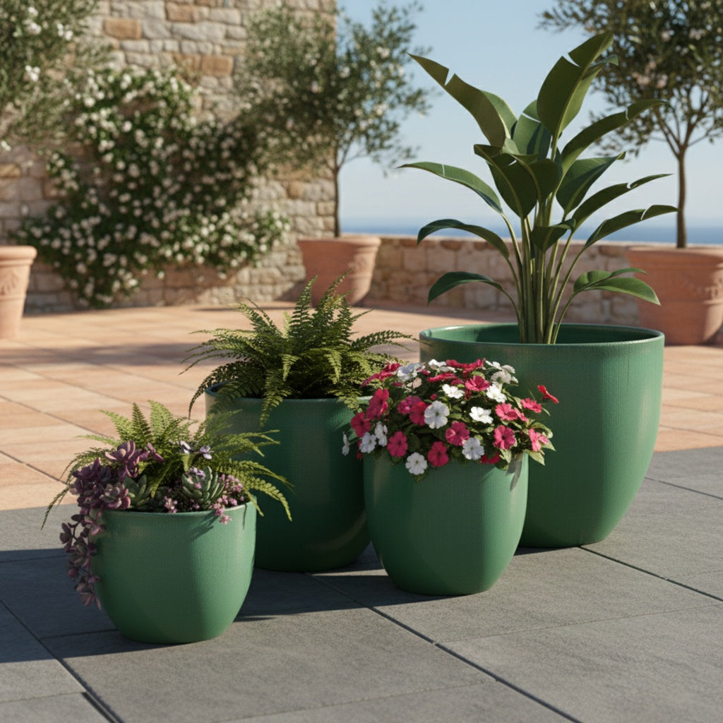 Keramik Pflanzgefäß "Egg Pot" Grün Ø 29cm – Glasiert & Frostfest