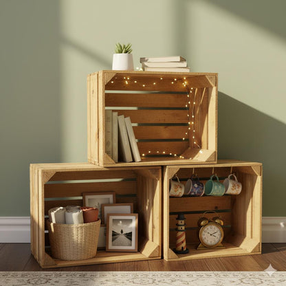 Teramico Obstkiste "Vintage Natur" – Original aus dem Alten Land (50x40x30 cm)