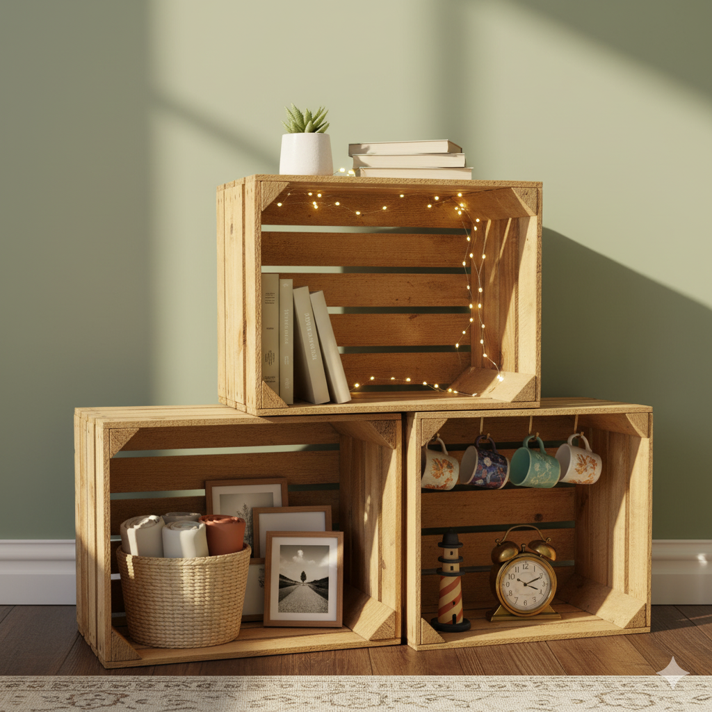 Teramico Obstkiste "Vintage Natur" – Original aus dem Alten Land (50x40x30 cm)