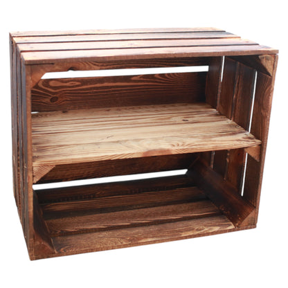 Holzkiste Regal mit Ablage Lang 50 x 40 x 30cm Geflammt