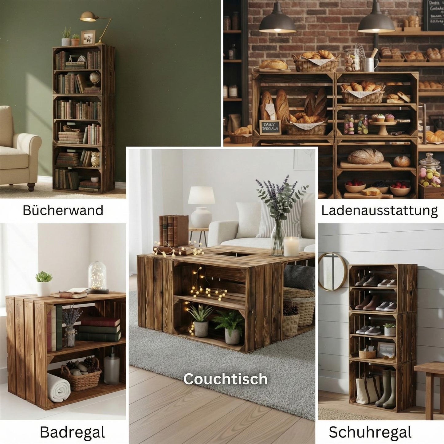 Obstkisten Regal 4er Set 50 x 40 x 30cm mit Ablage Lang