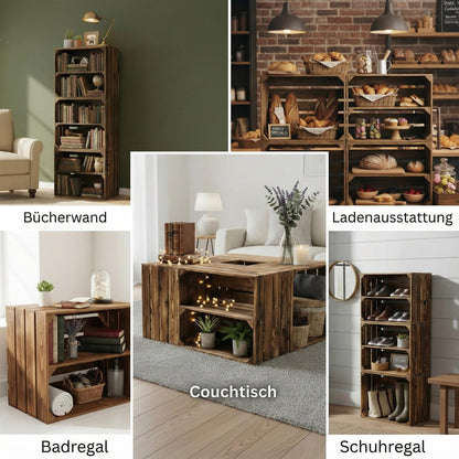 Obstkisten Regal 4er Set 50 x 40 x 30cm mit Ablage Lang