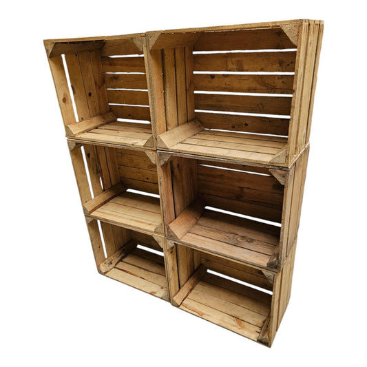 Holzkisten 6er Set Vintage Natur 50 x 40 x 30cm massiv und robust