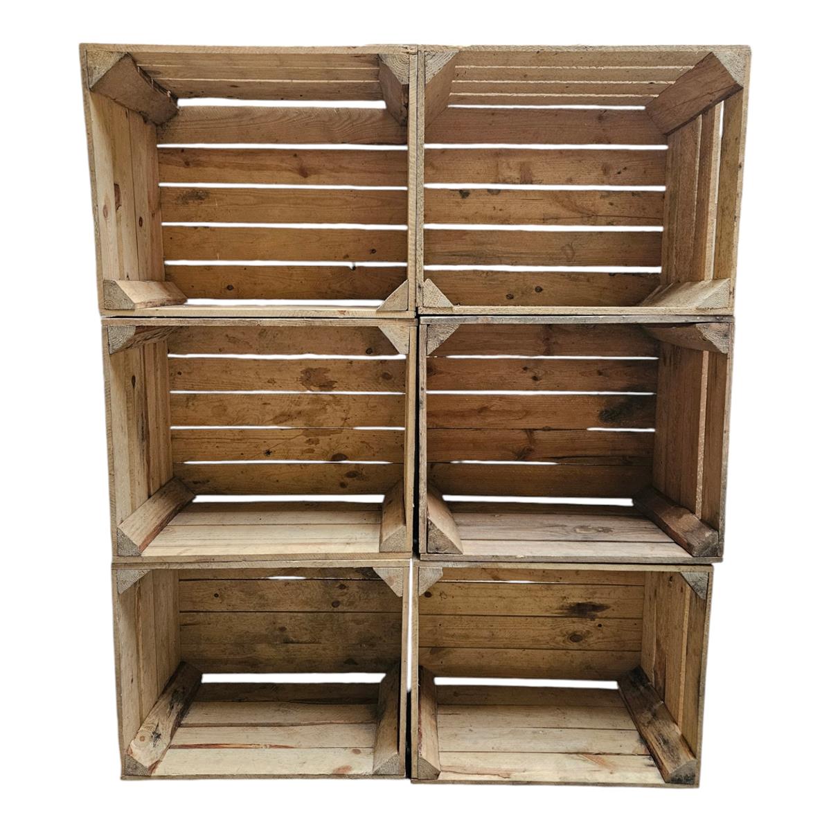 Holzkisten 6er Set Vintage Natur 50 x 40 x 30cm massiv und robust