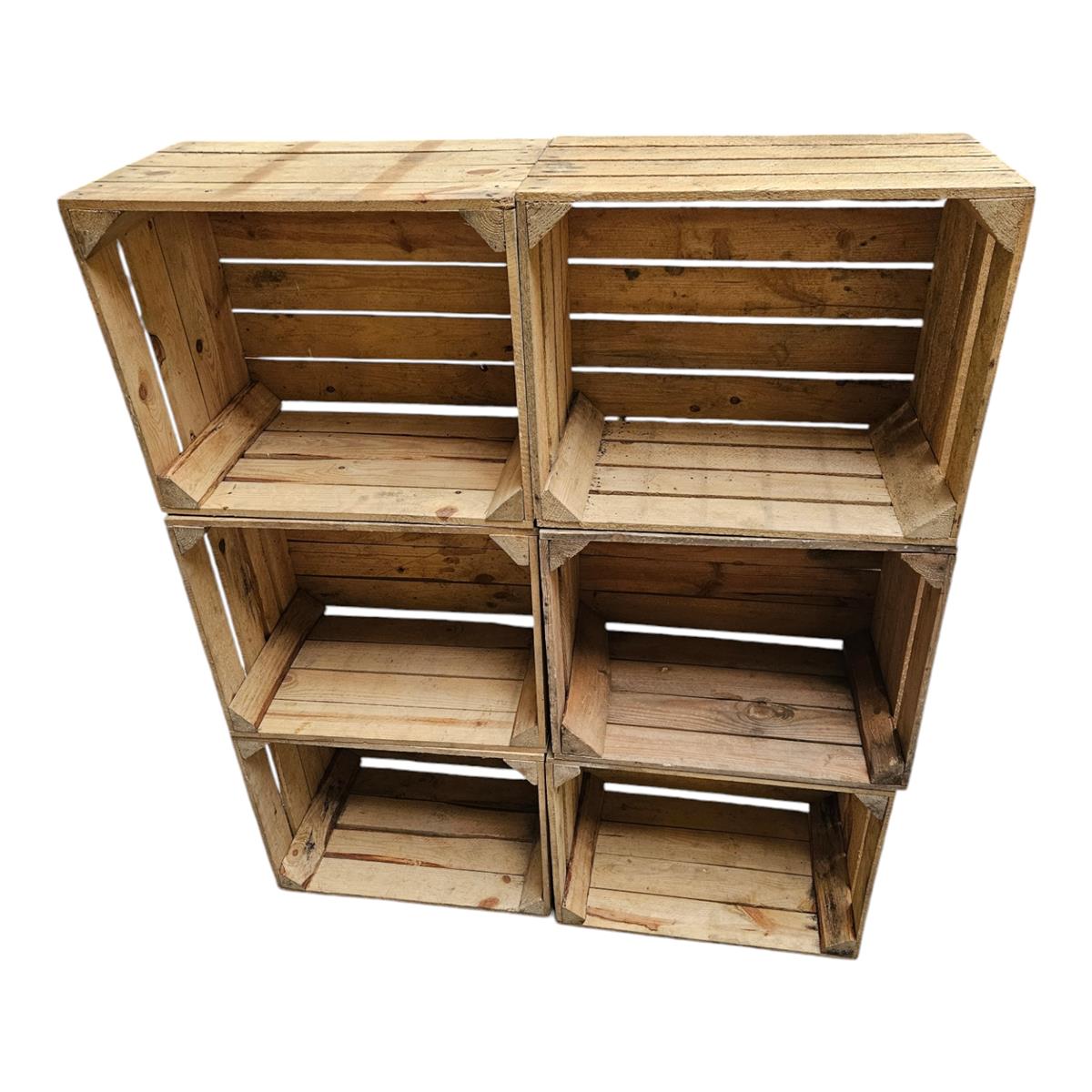 Holzkisten 6er Set Vintage Natur 50 x 40 x 30cm massiv und robust