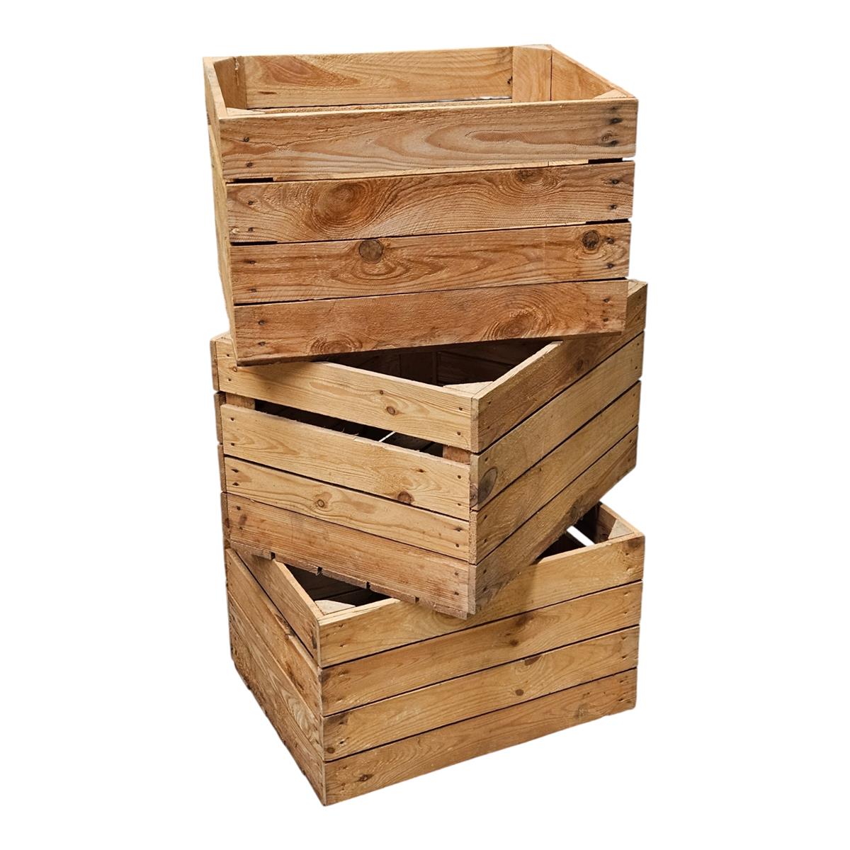 Holzkisten 6er Set Vintage Natur 50 x 40 x 30cm massiv und robust