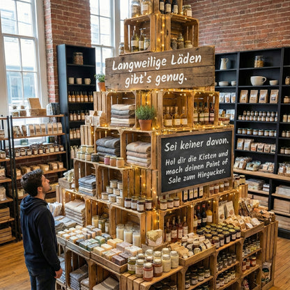 Holzkisten 12er Set 50 x 40 x 30cm Vintage Natur massiv und stabil