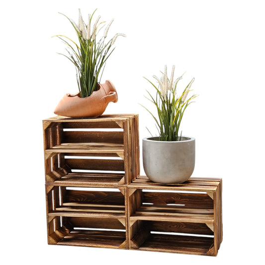 Caisse à fruits caisse en bois caisse à vin 40 x 30 x 25 cm SET de 3 fond flammé