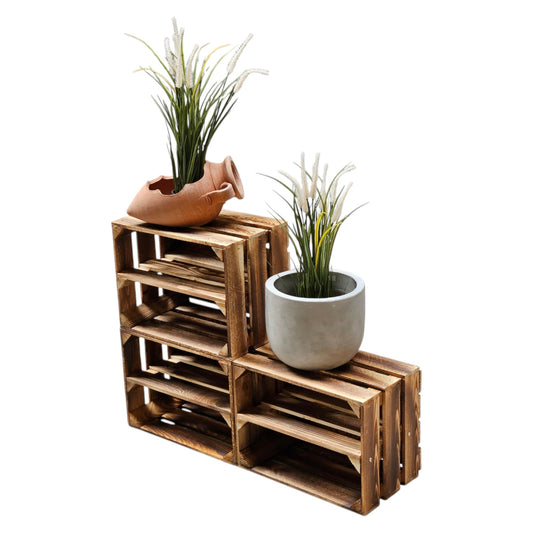Caisse à fruits caisse en bois caisse à vin 40 x 30 x 25 cm SET de 3 fond flammé