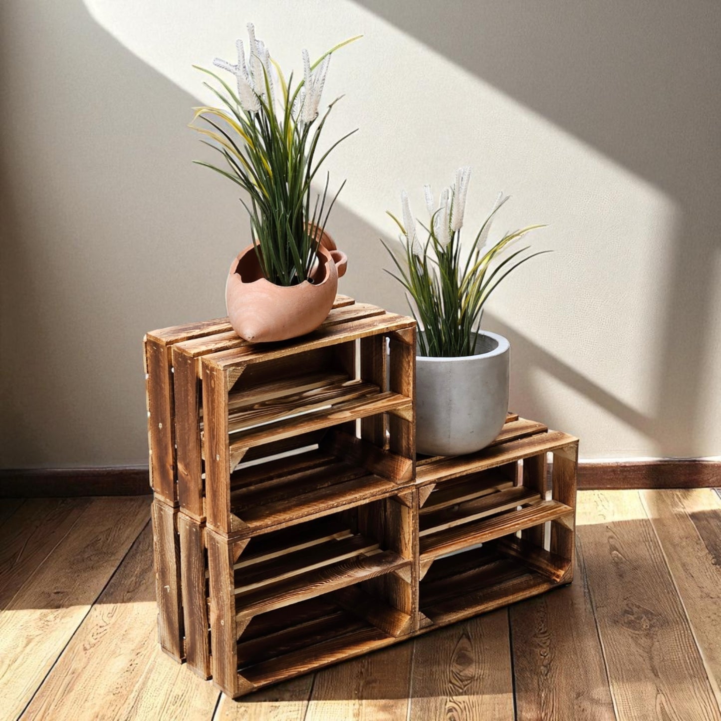 Caisse à fruits caisse en bois caisse à vin 40 x 30 x 25 cm SET de 3 fond flammé