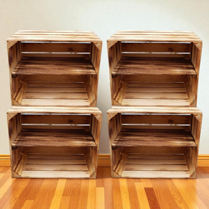 Holzkisten Regal 4er Set 50 x 40 x 30cm Geflammt Ablage Lang