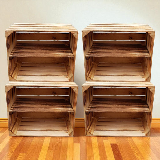 Lot de 4 étagères en bois flammé 50 x 40 x 30 cm de long