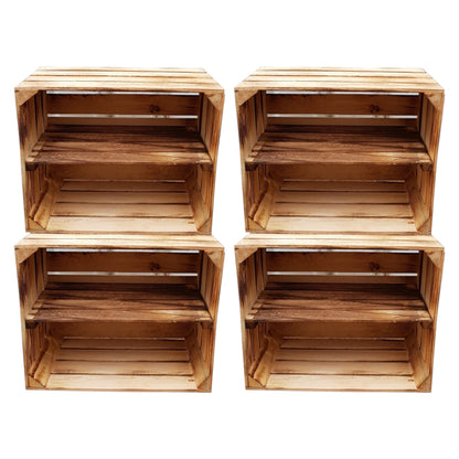 Holzkisten Regal 4er Set 50 x 40 x 30cm Geflammt Ablage Lang
