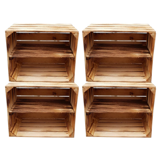 Lot de 4 étagères en bois flammé 50 x 40 x 30 cm de long