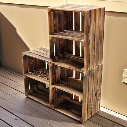 Coffrets en bois lot de 3 50 x 40 x 30cm étagère courte flammée