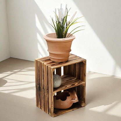 Holzkiste 50x40x30cm Geflammt Boden Kurz