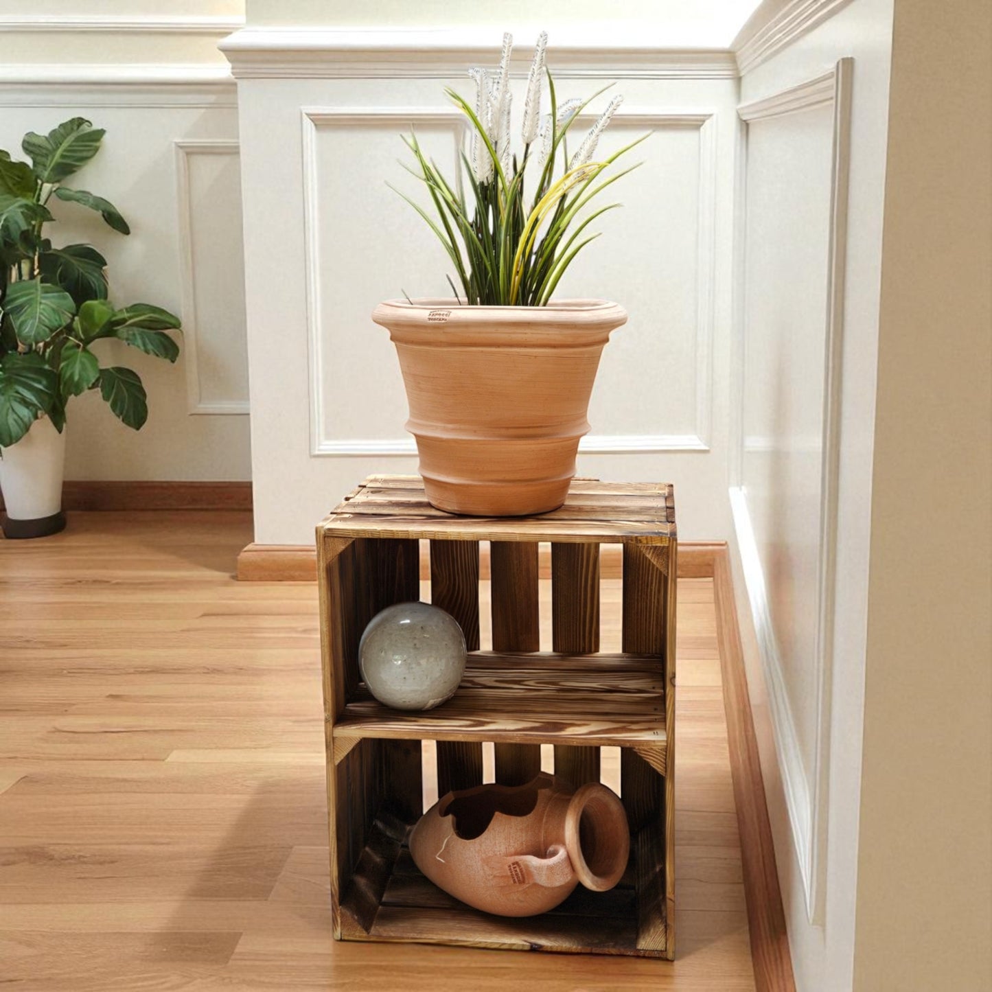 Holzkiste 50x40x30cm Geflammt Boden Kurz