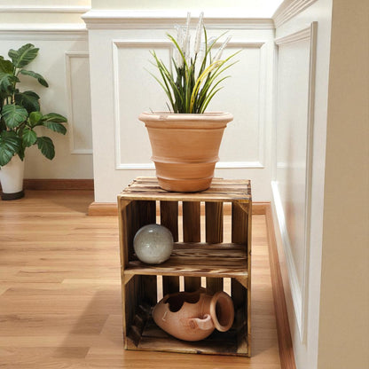 Holzkiste 50x40x30cm Geflammt Boden Kurz