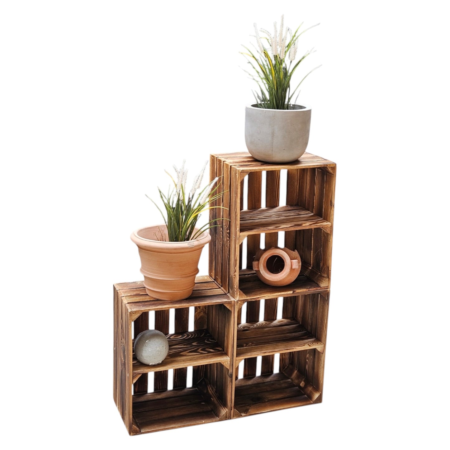 Coffrets en bois lot de 3 50 x 40 x 30cm étagère courte flammée