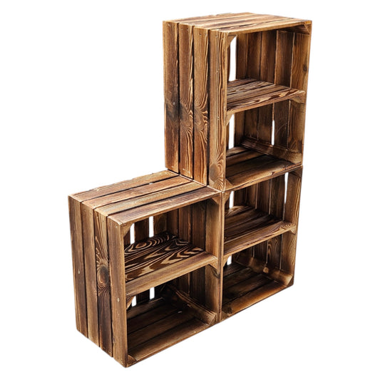 Coffrets en bois lot de 3 50 x 40 x 30cm étagère courte flammée