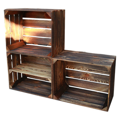 Obstkisten 50 x 40 x 30cm Geflammt 3er Set Regal Lang