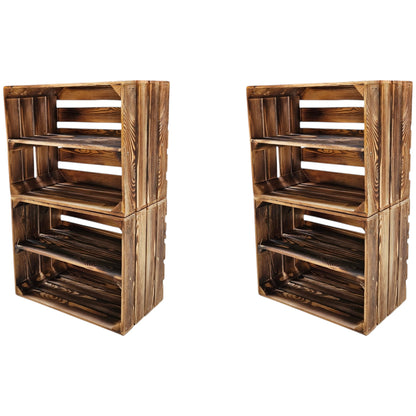 Holzkisten Regal 4er Set 50 x 40 x 30cm Geflammt Ablage Lang