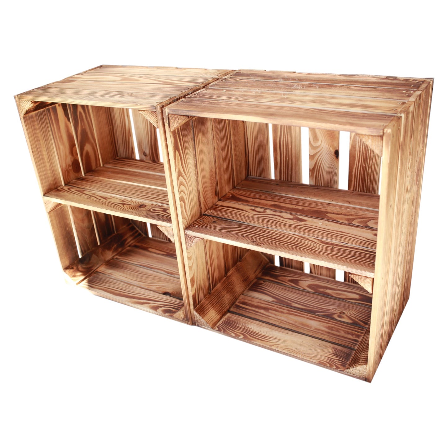 Holzkiste 2er Set Geflammt Ablage kurz 50 x 40 x 30cm Regalkisten