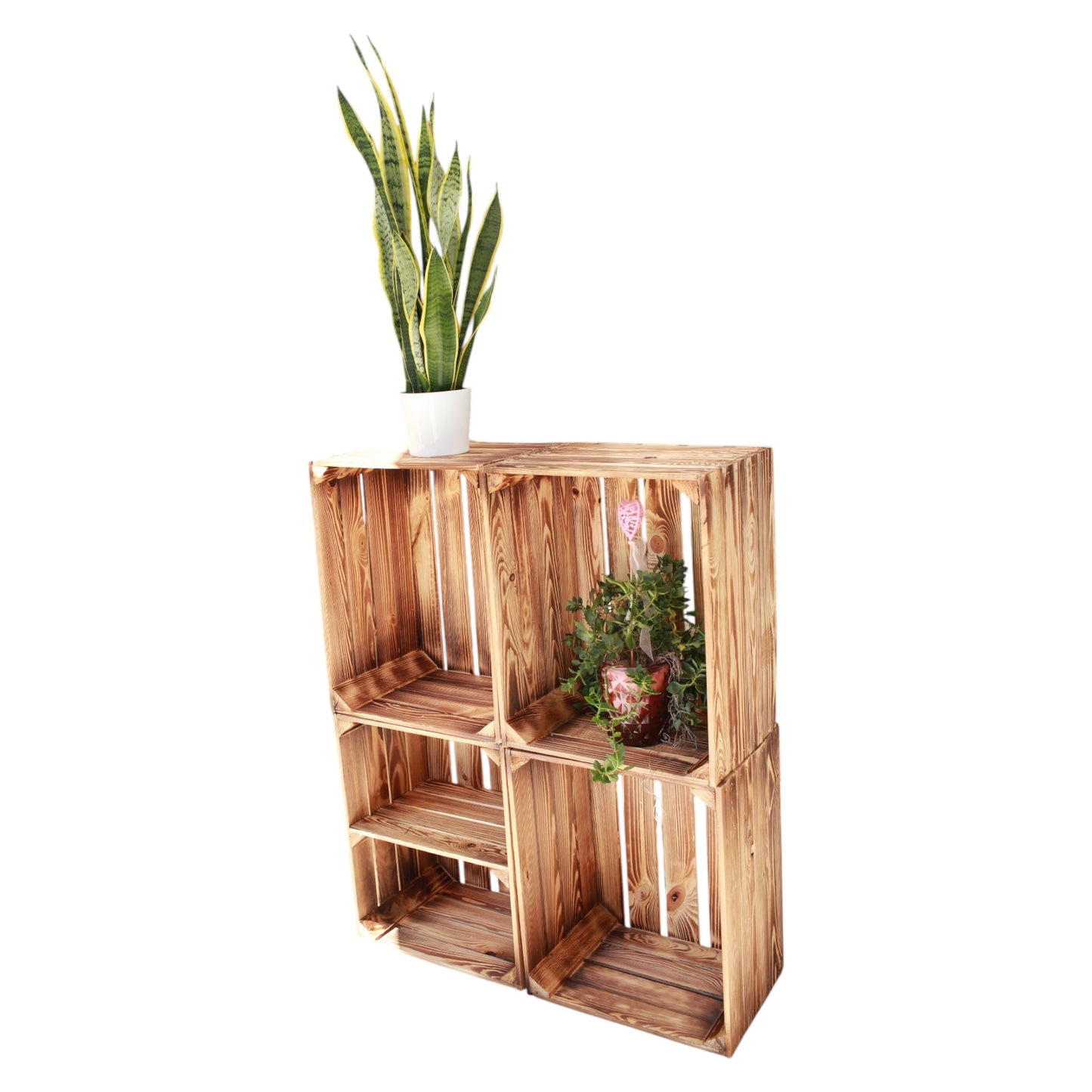 Lot de 4 étagères en bois 50 x 40 x 30 cm avec étagère courte