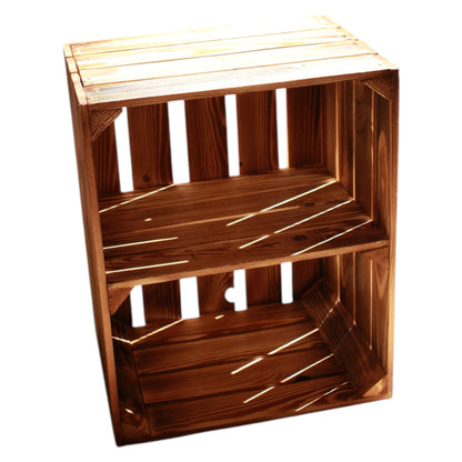 Holzkiste 2er Set Geflammt Ablage kurz 50 x 40 x 30cm Regalkisten