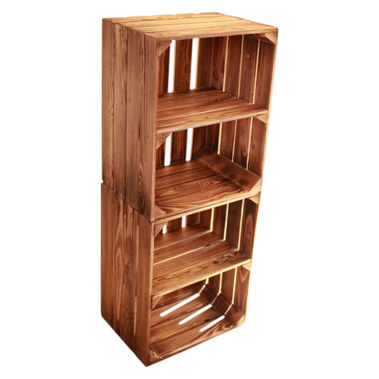 Holzkiste 2er Set Geflammt Ablage kurz 50 x 40 x 30cm Regalkisten