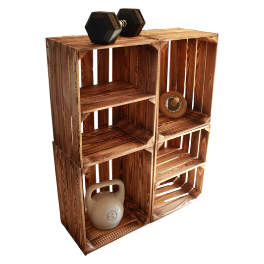 Lot de 4 étagères en bois 50 x 40 x 30 cm avec étagère courte