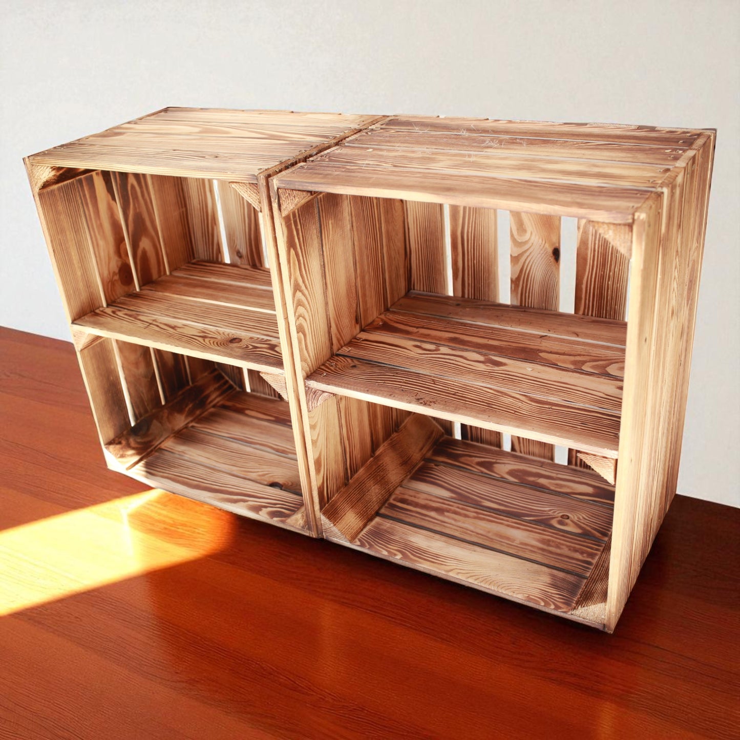 Holzkiste 2er Set Geflammt Ablage kurz 50 x 40 x 30cm Regalkisten