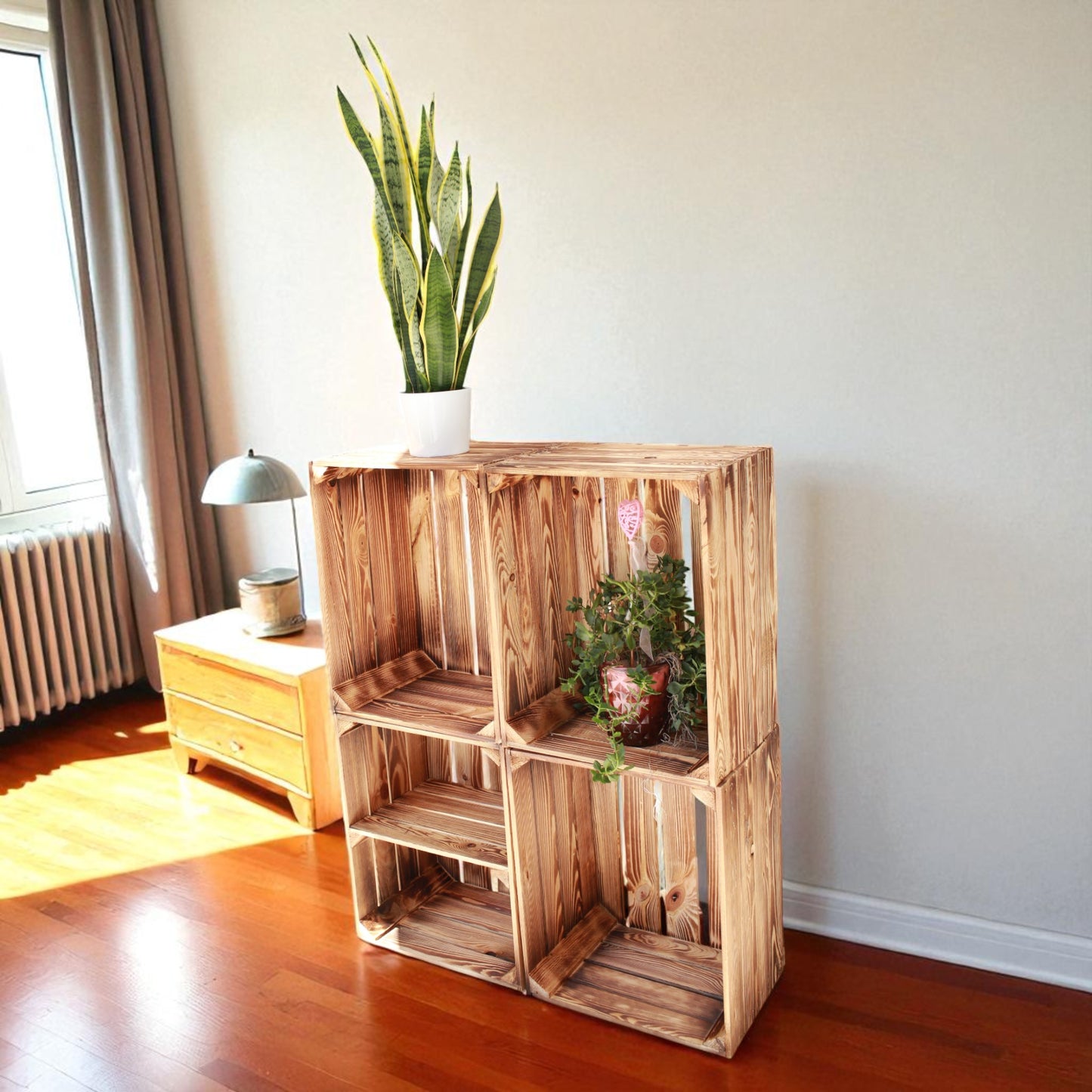Lot de 4 étagères en bois 50 x 40 x 30 cm avec étagère courte