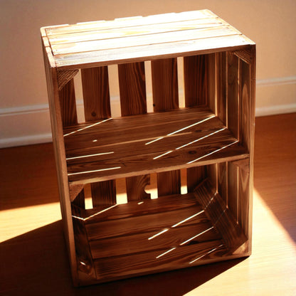 Holzkiste 2er Set Geflammt Ablage kurz 50 x 40 x 30cm Regalkisten