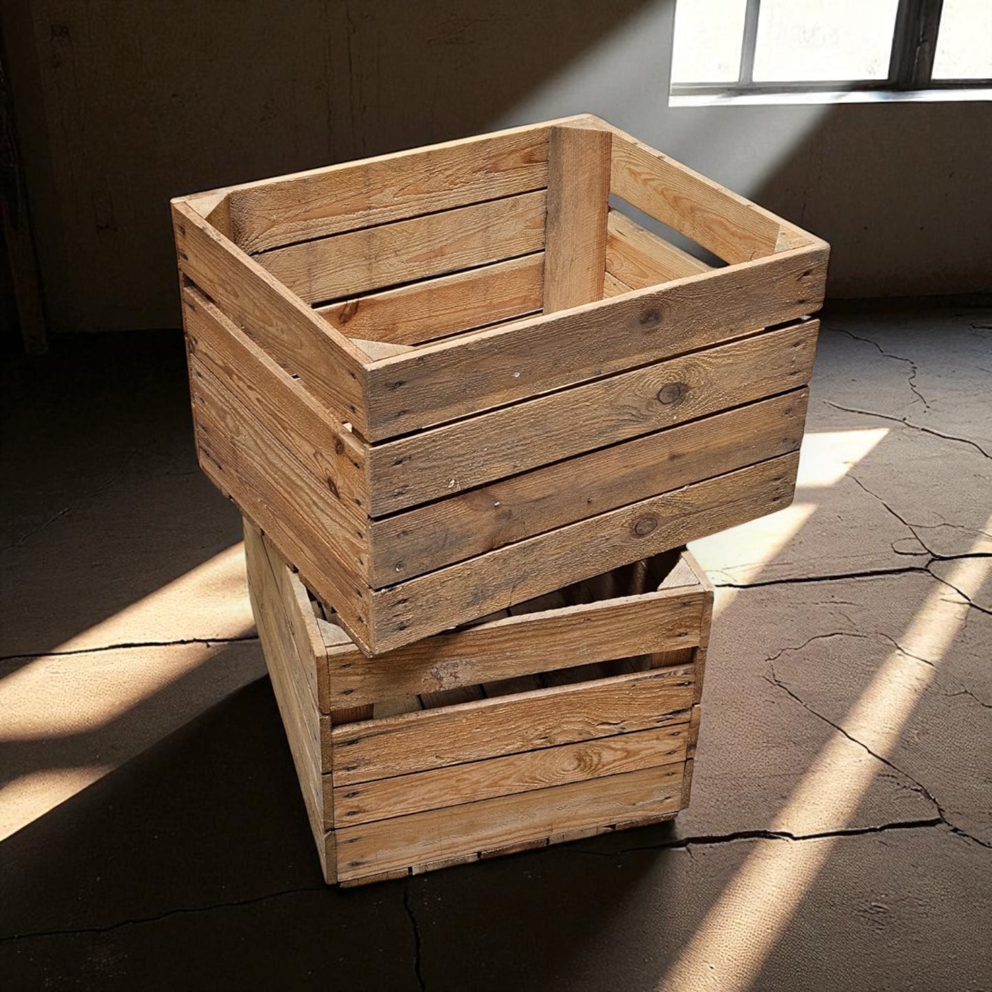 Holzkisten Obstkisten Vintage Natur 50 x 40 x 30cm im 2er Set