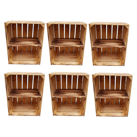Caisses en bois 50 x 40 x 30 cm Étagère flammée courte 6 x