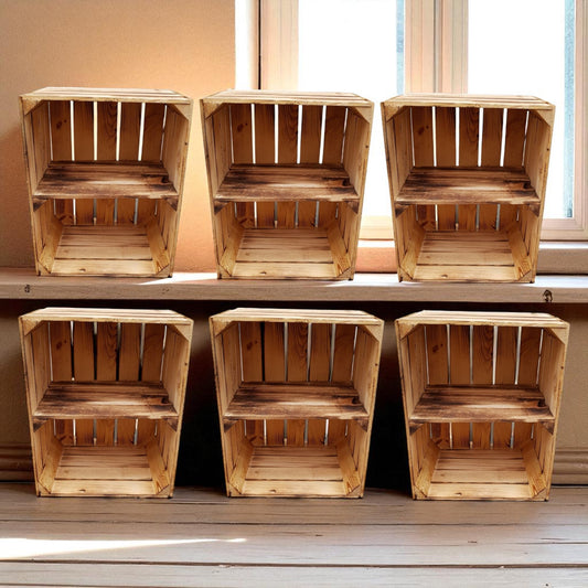 Caisses en bois 50 x 40 x 30 cm Étagère flammée courte 6 x
