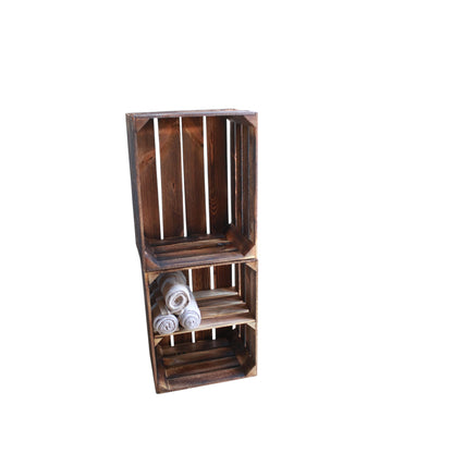 Holzkisten 2er Set 50cm mit Ablage Vintage Geflammt