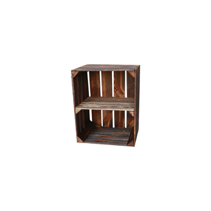 Holzkisten 2er Set 50cm mit Ablage Vintage Geflammt