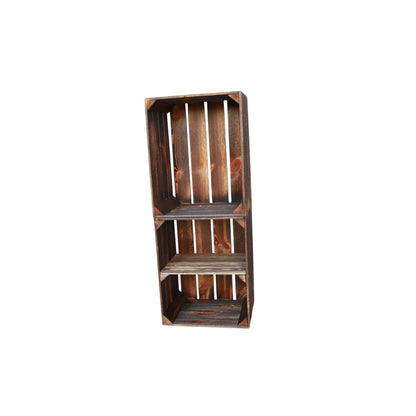 Holzkisten 2er Set 50cm mit Ablage Vintage Geflammt