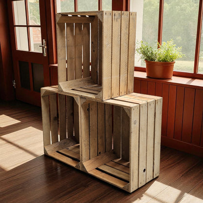Holzkisten 12er Set 50 x 40 x 30cm Vintage Natur massiv und stabil