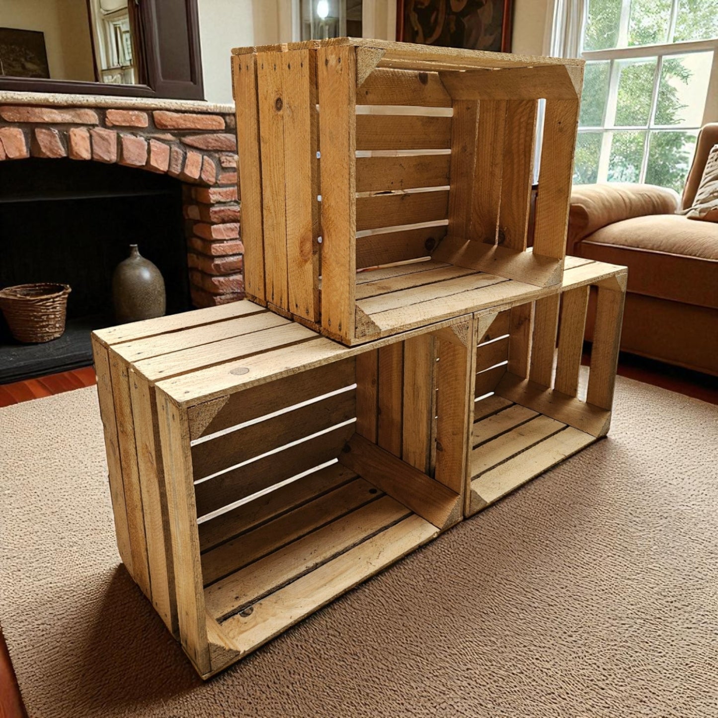Holzkisten 12er Set 50 x 40 x 30cm Vintage Natur massiv und stabil