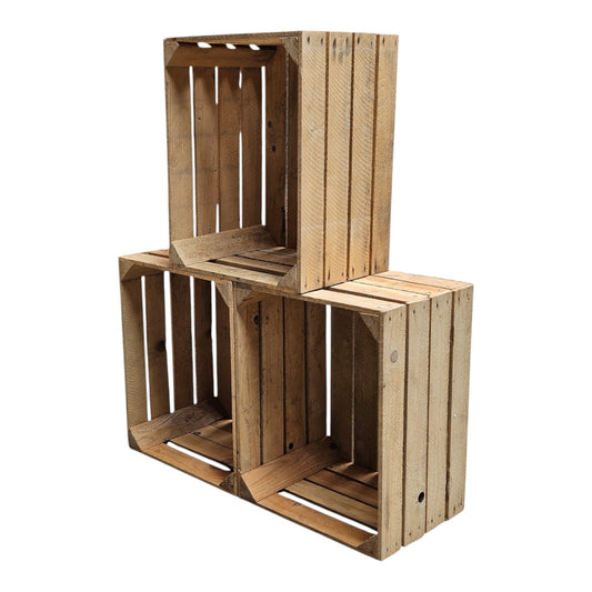 Holzkisten Obstkisten Vintage 50 x 40 x 30cm 3er Set Natur Vintage