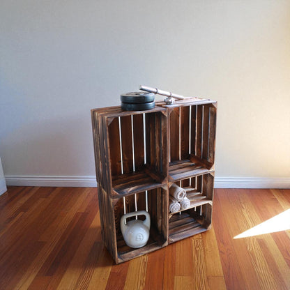 Holzkisten 4er Set Geflammt 50 x 40 x 30cm Regal