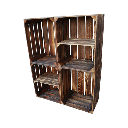 Coffrets en bois lot de 4 flammés 50 x 40 x 30cm étagère 