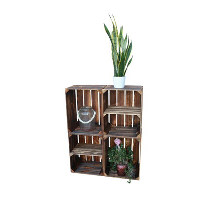 Holzkisten 4er Set Geflammt 50 x 40 x 30cm Regal