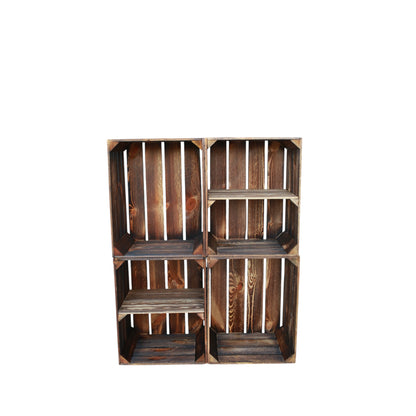 Holzkisten 4er Set Geflammt 50 x 40 x 30cm Regal