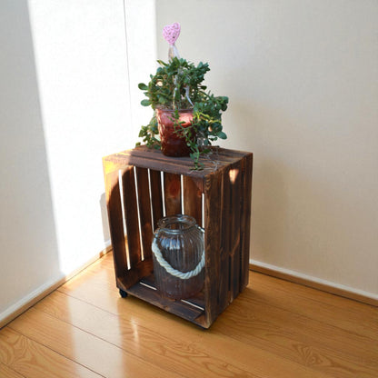 Caisse à fruits vintage flammée 50 x 40 x 30 cm