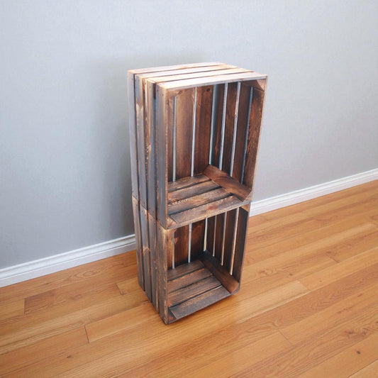Coffrets en bois lot de 2 vintage flammés 50 x 40 x 30cm